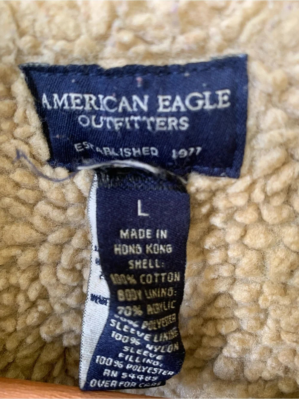 Vintage American Eagle Sherpa Lined Denim Jacket Womens Snap Buttons 90s Trucker - Picture 6 of 11
